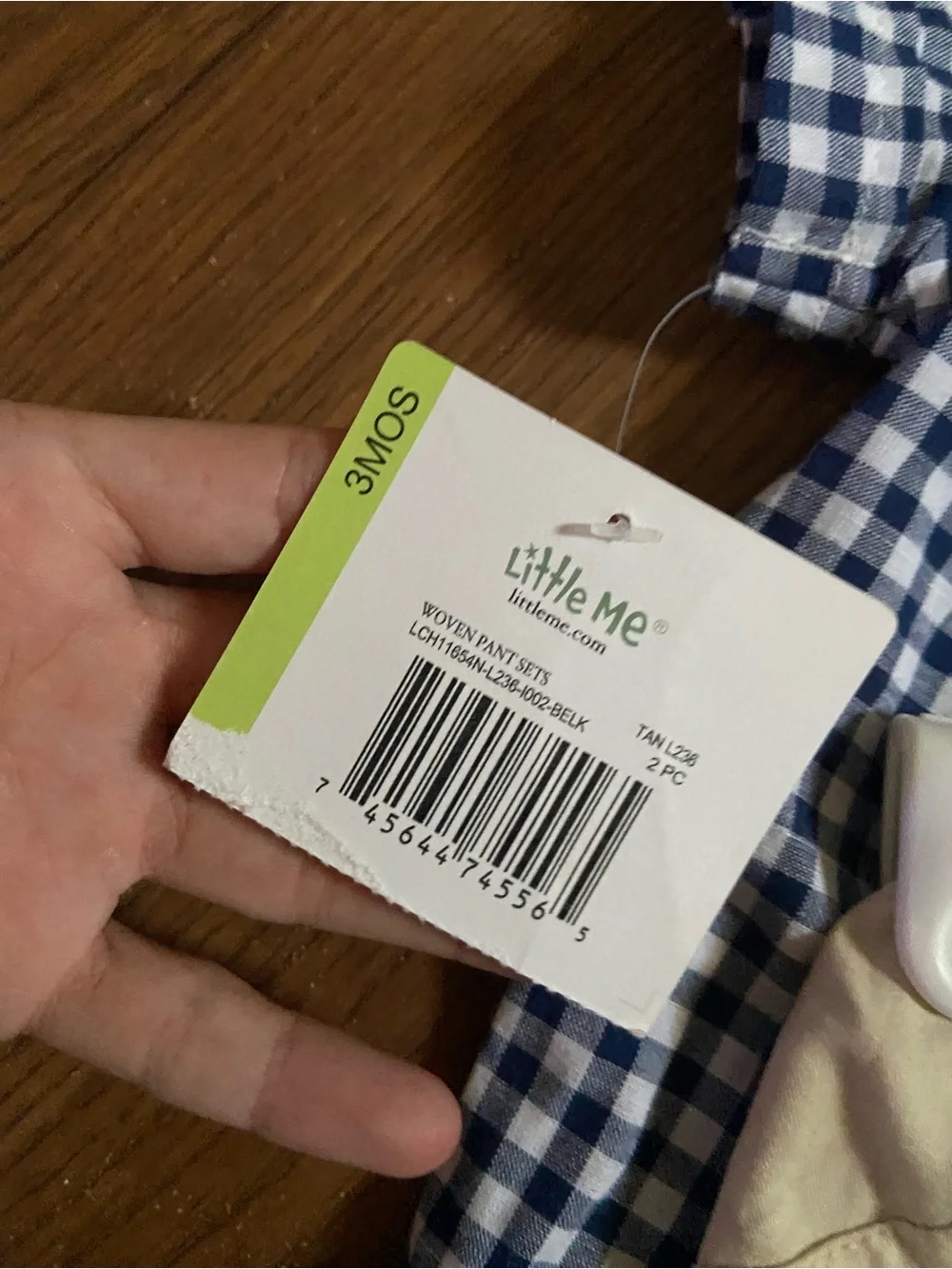 Little Me Blue Gingham Button-Up Shirt & Pant set NWT